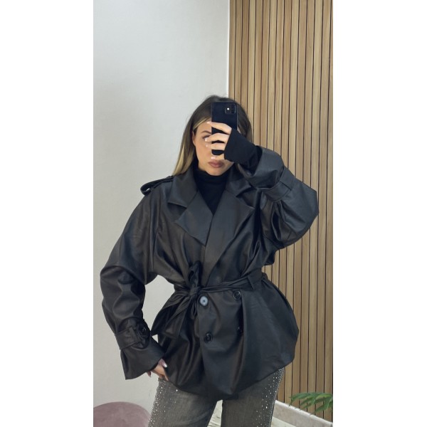 Trench Corto Di Pelle